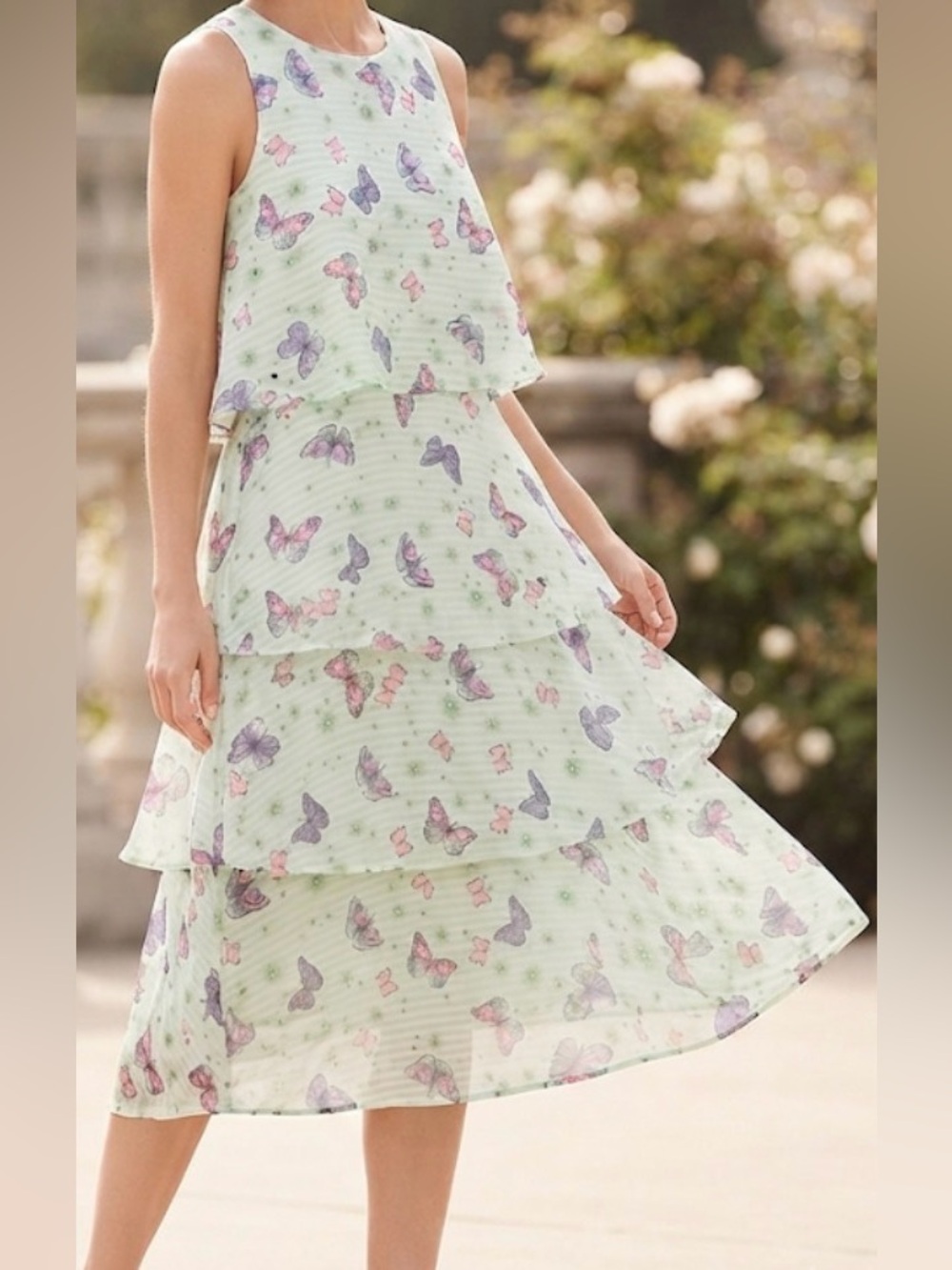 wonder nation Mint Green Layered Dress with Pink & Purple Butterflies - Picture 1 of 5